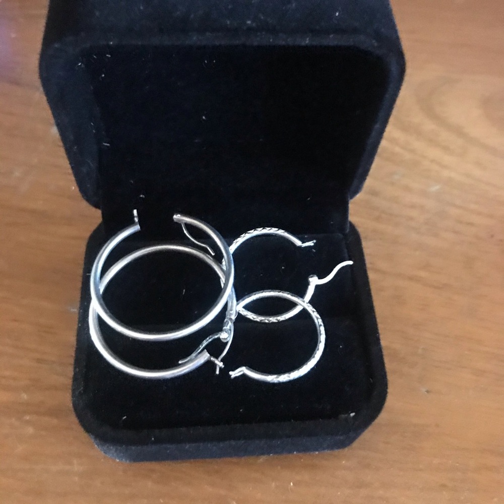 2 Pairs Sterling Silver Hoop Earrings